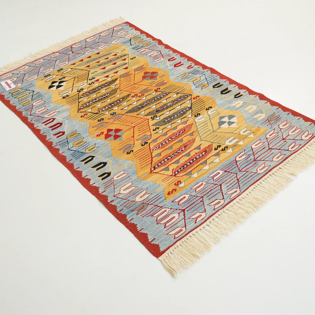 Anadolu desenli el dokuma yün kilim, rengarenk, 108x170 cm — Halıcızade