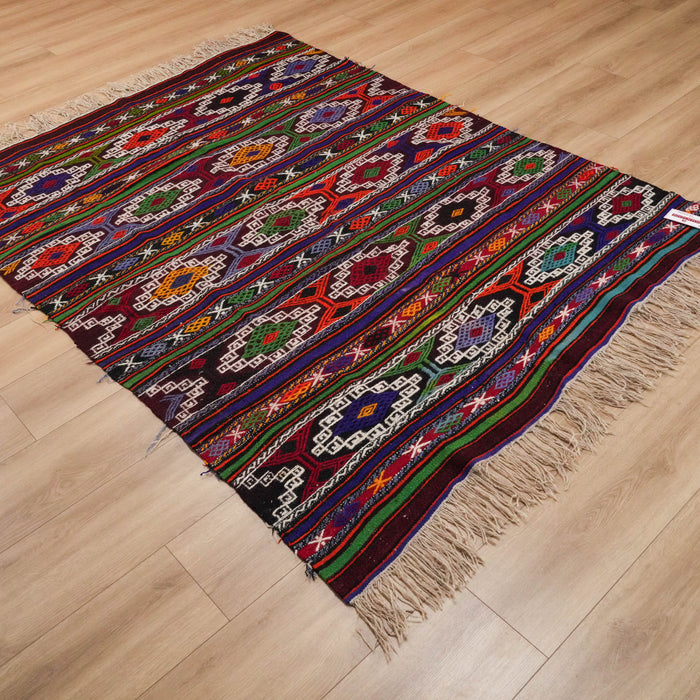 El Dokuma Anadolu Desenli Rengarenk Yün Kozak Cicim Kilim, 171x231 cm — Halıcızade
