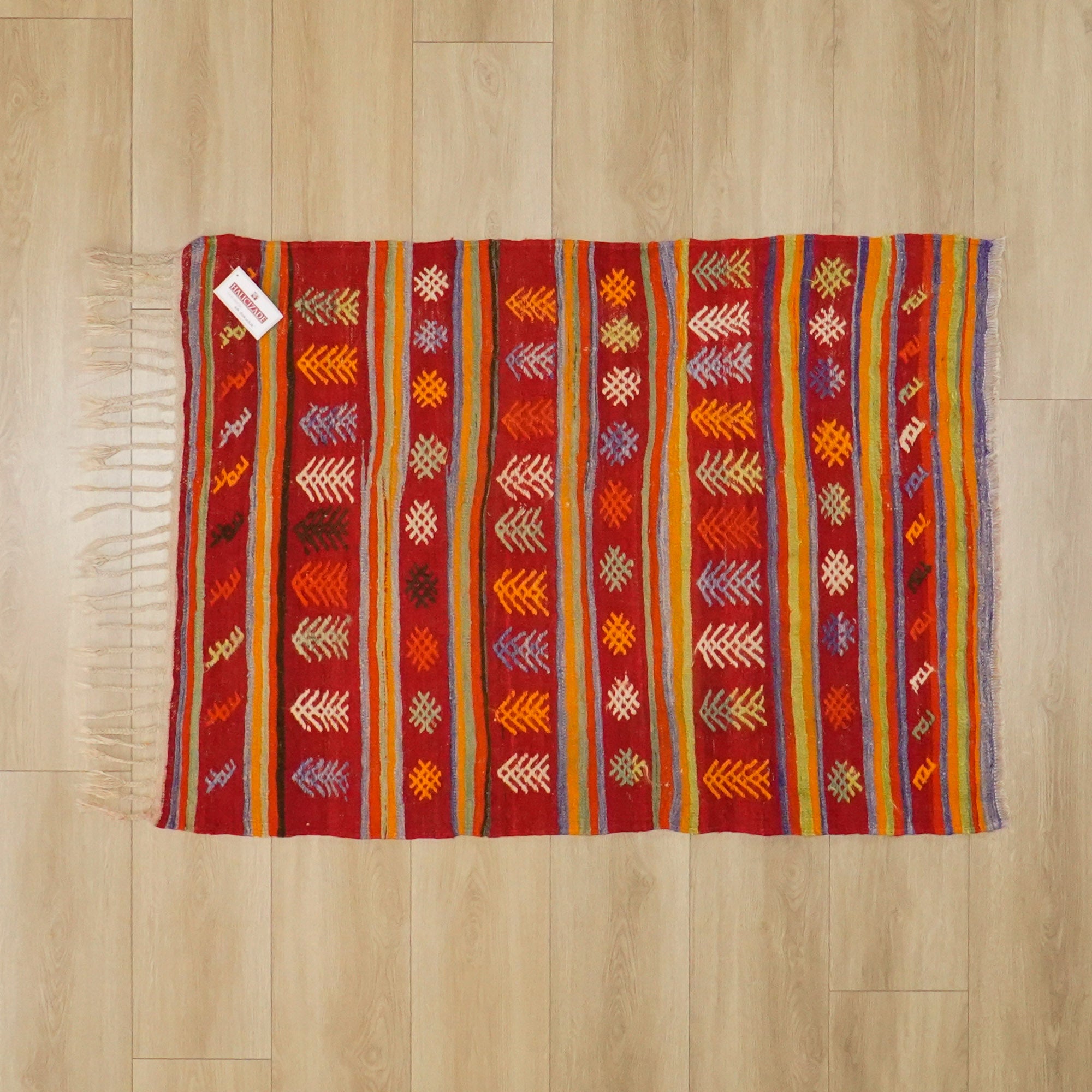 Hand Woven Anatolian Patterned Colorful Wool Sivas Rug