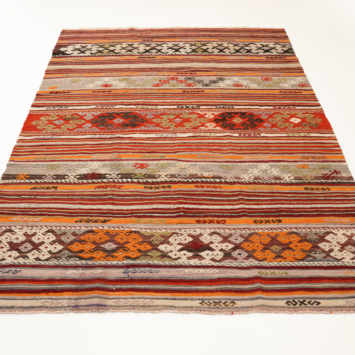El Dokuma Anadolu Desenli Sandık Eskisi Rengarenk Yün Cicim Kilim — el dokuma kilim
