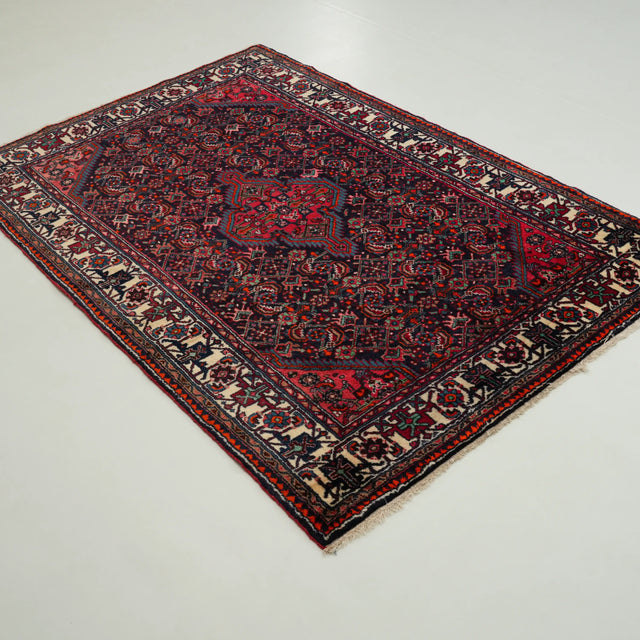 El Dokuma Anadolu Desenli Yün Sandık Eskisi Bicar Halısı, lacivert, 131x199 cm — Halıcızade