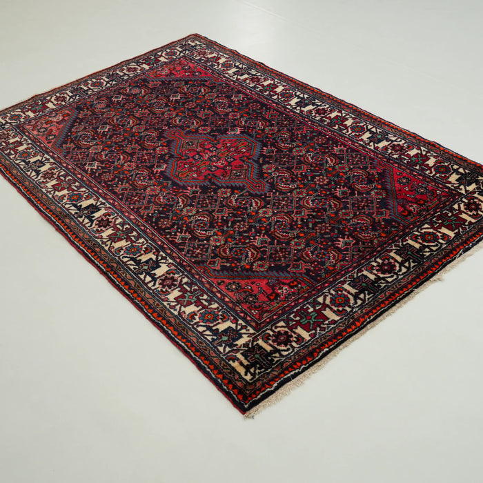 El Dokuma Anadolu Desenli Yün Sandık Eskisi Bicar Halısı, lacivert, 131x199 cm — Halıcızade