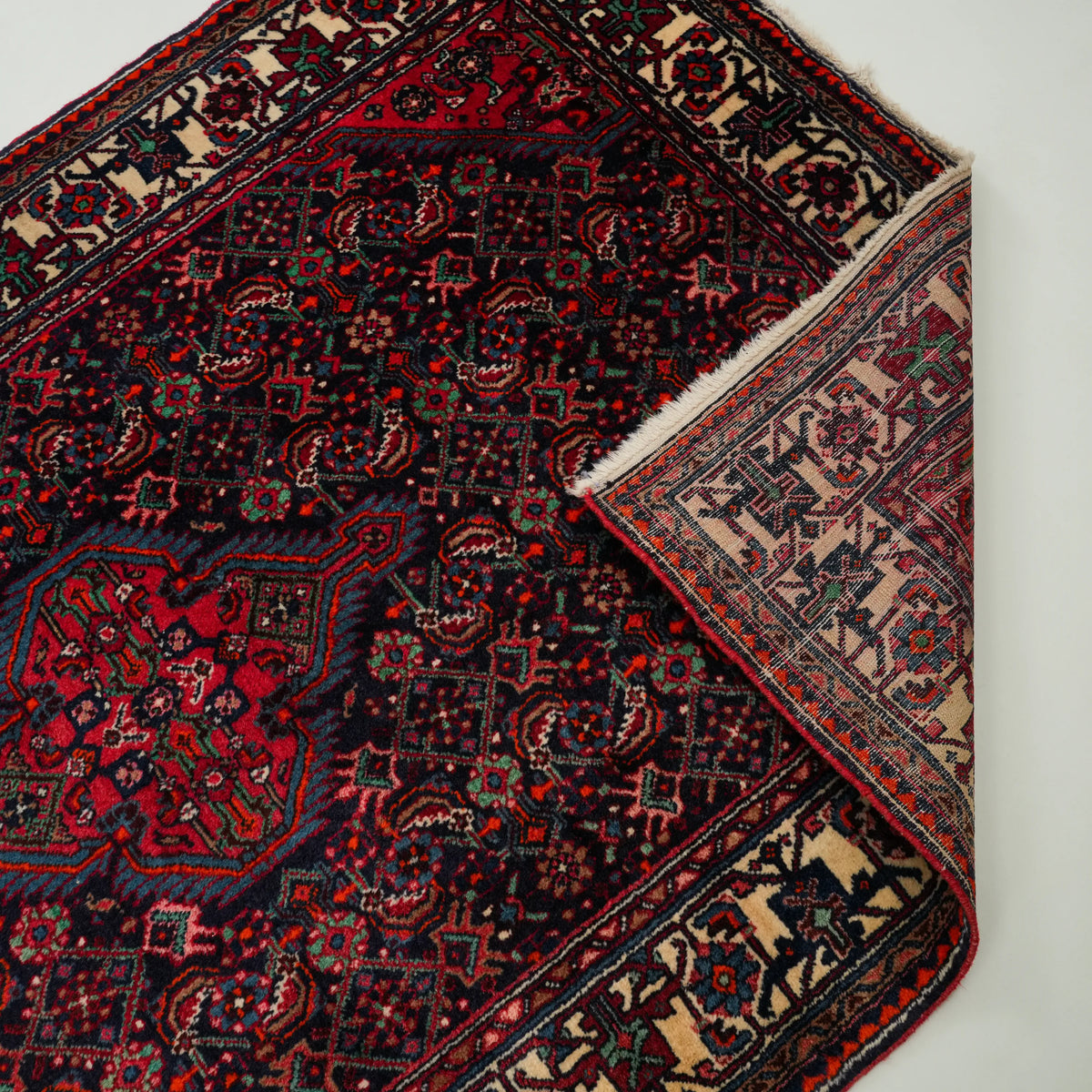 Navy Anatolian Hand-Knotted Wool Bijar Rug — office rug