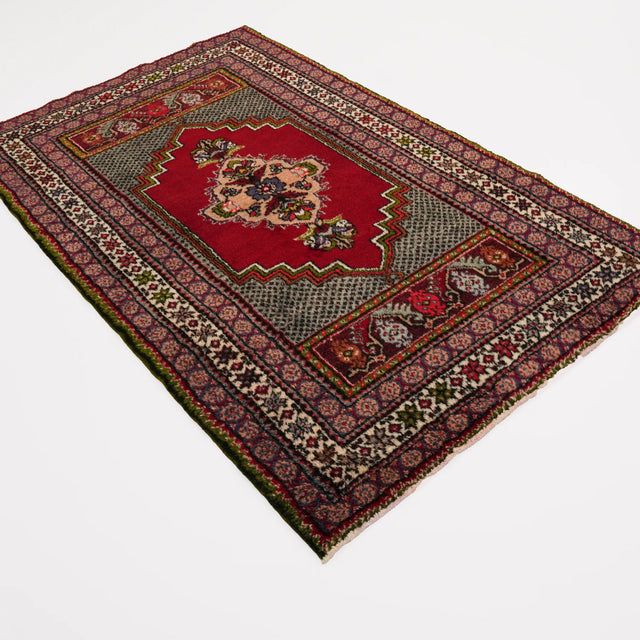 Anadolu desenli kök boyalı el dokuma Kırşehir halısı, kırmızı, 106x176 cm — Halıcızade