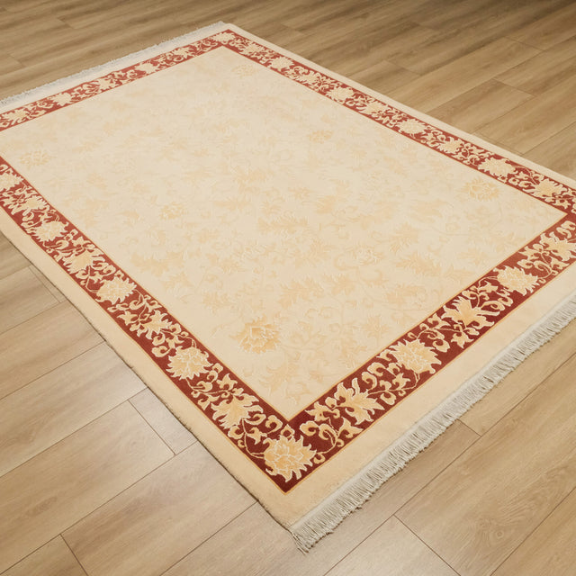 Cream Aubusson Hand-Knotted Wool Rug, 166×241 cm Halıcızade