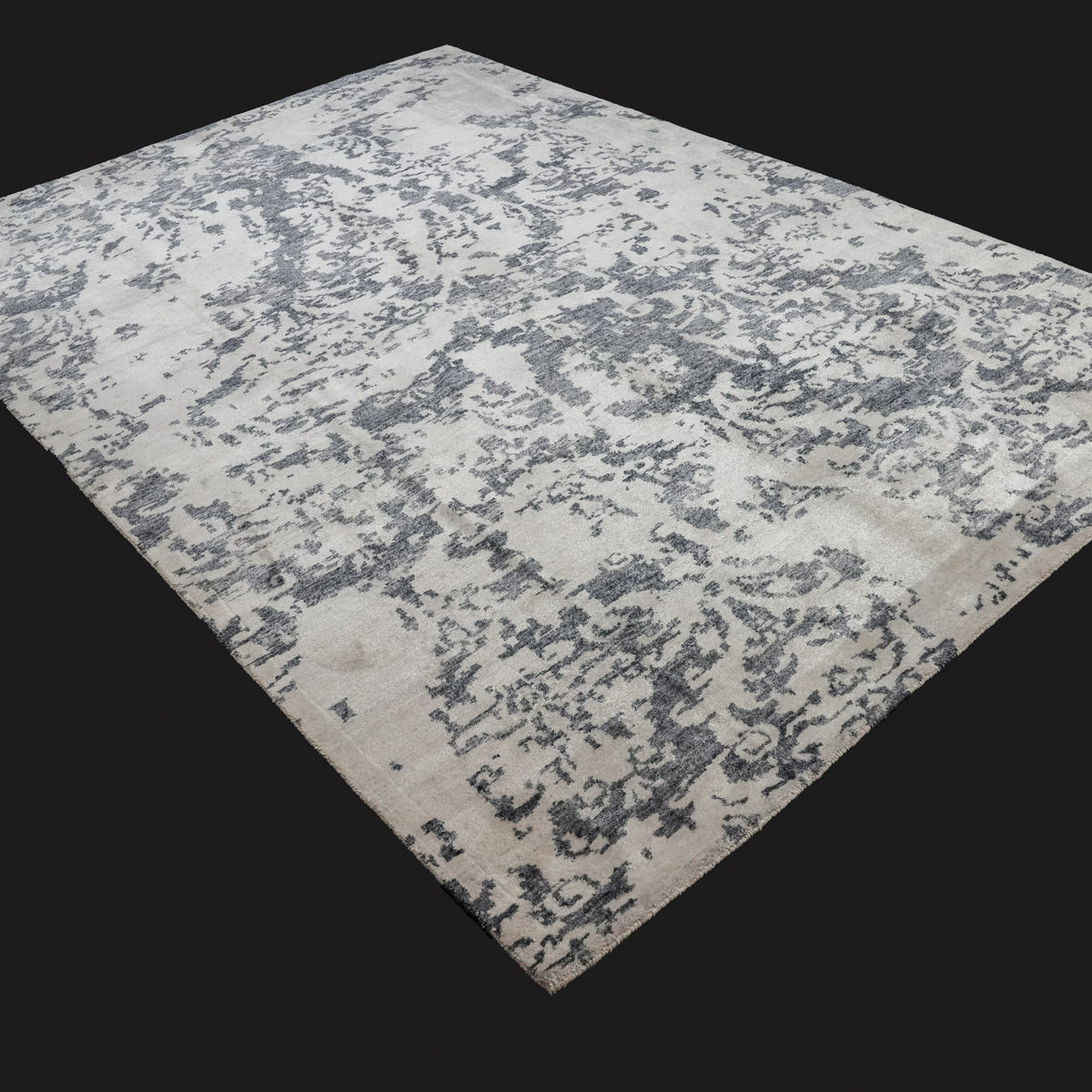 El Dokuma Bambu Soyut Desenli Krem Halı, 170x240 – 226x327 cm — Halıcızade
