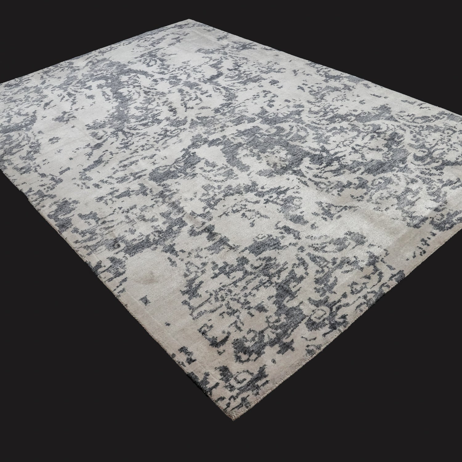El Dokuma Bambu Soyut Desenli Krem Halı, 170x240 – 226x327 cm — Halıcızade