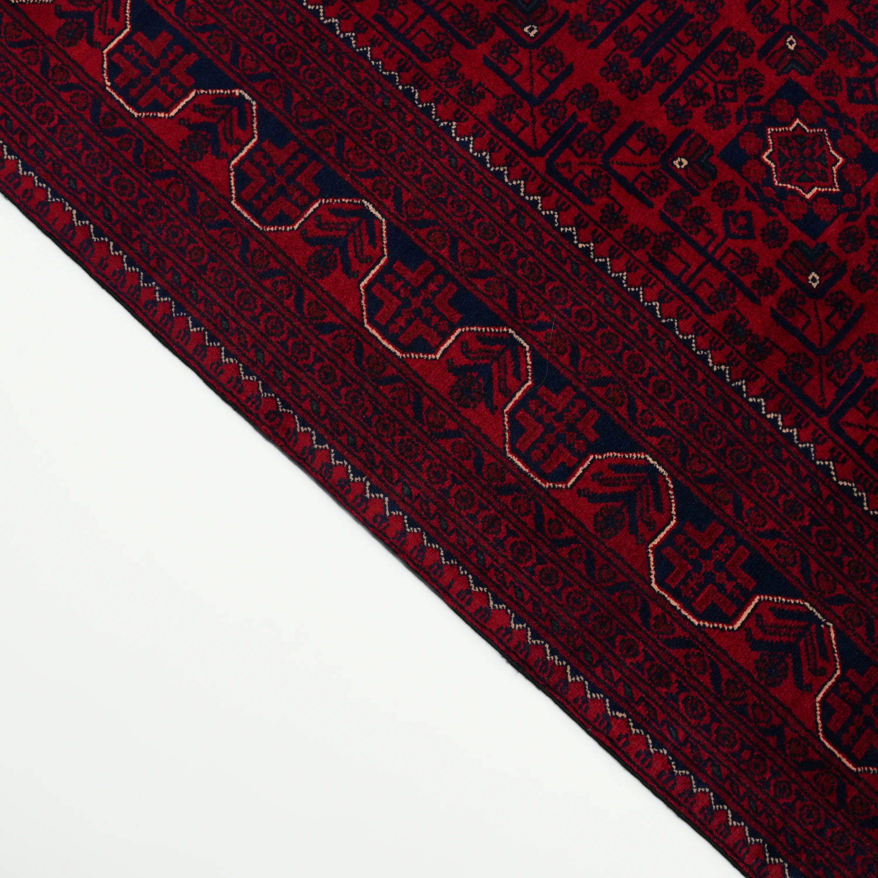 Handwoven Burgundy Afghan Pattern Wool Burgundy Khamyap Rug