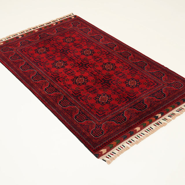 El Dokuma Bordo Afgan Desenli Yün Etnik Bilicik Halı, 100×153 cm Translation missing: tr.hz.card.alt_brand