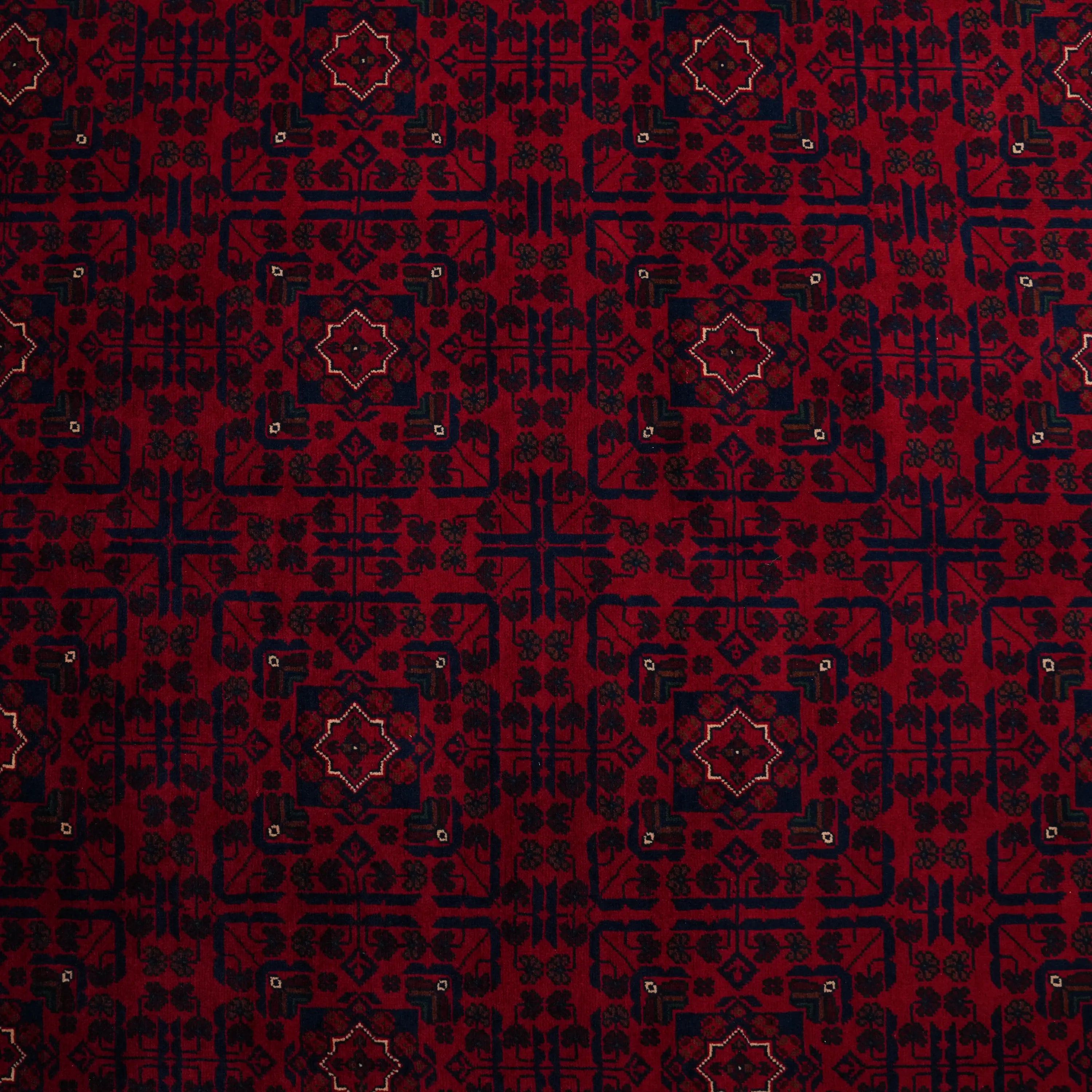 Handwoven Burgundy Afghan Patterned Wool Khamyap Rug