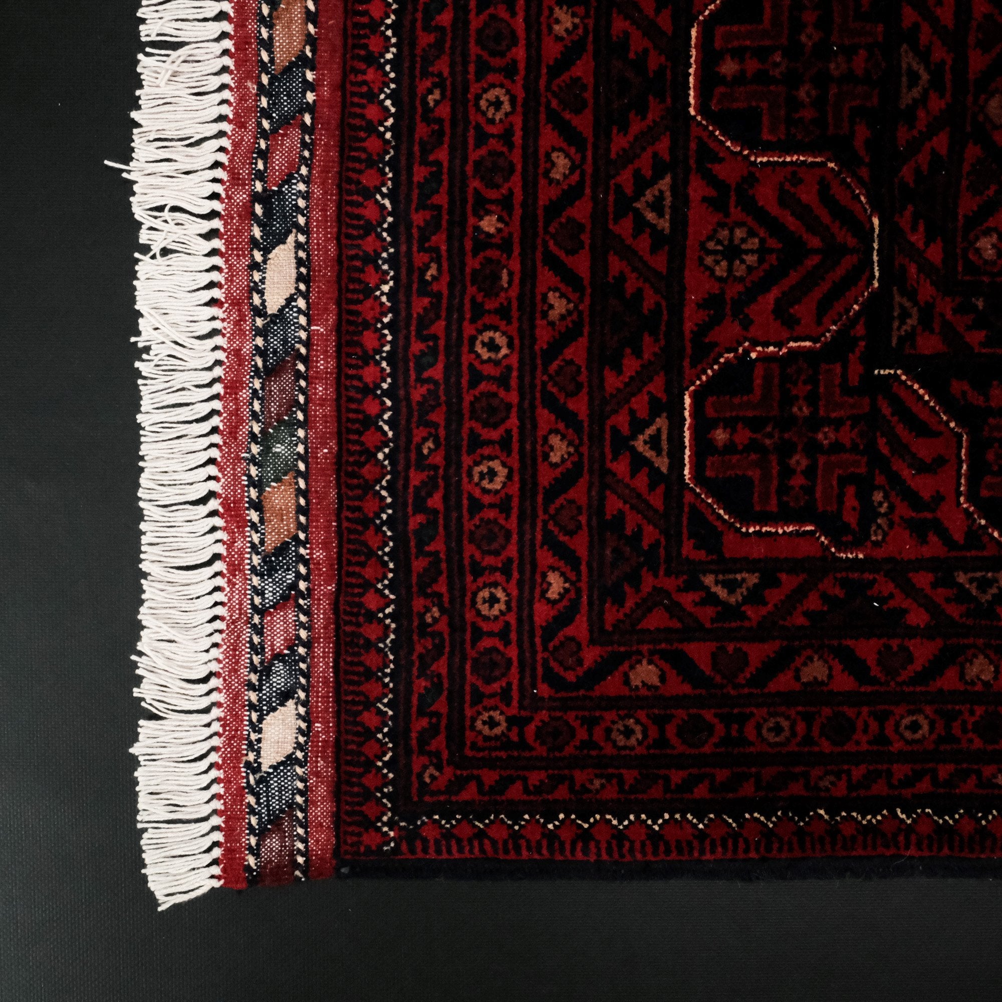 Hand Woven Claret Red Afghan Khamyap Carpet