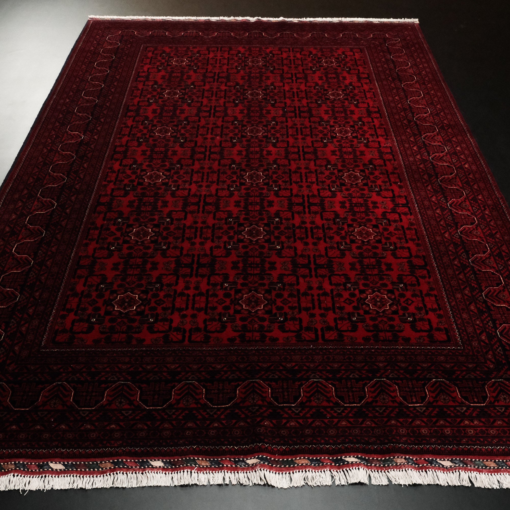 Hand Woven Claret Red Afghan Khamyap Carpet