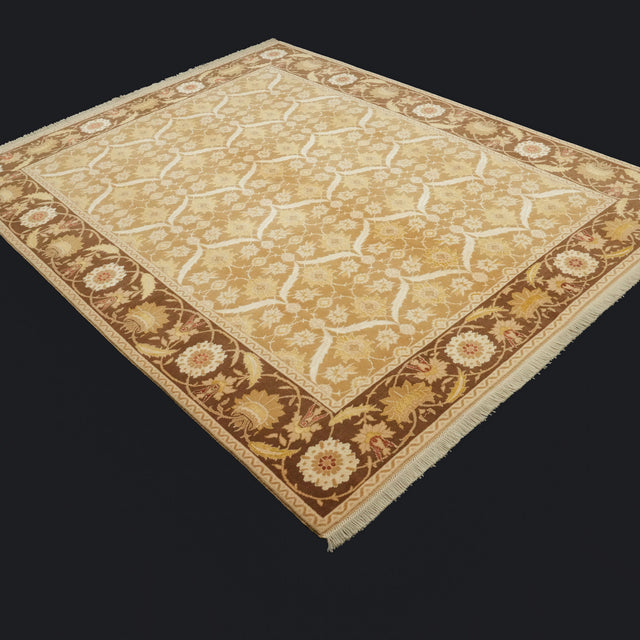 El Dokuma Çerçeve Desenli Bej Halı, 206x259 cm — Halıcızade