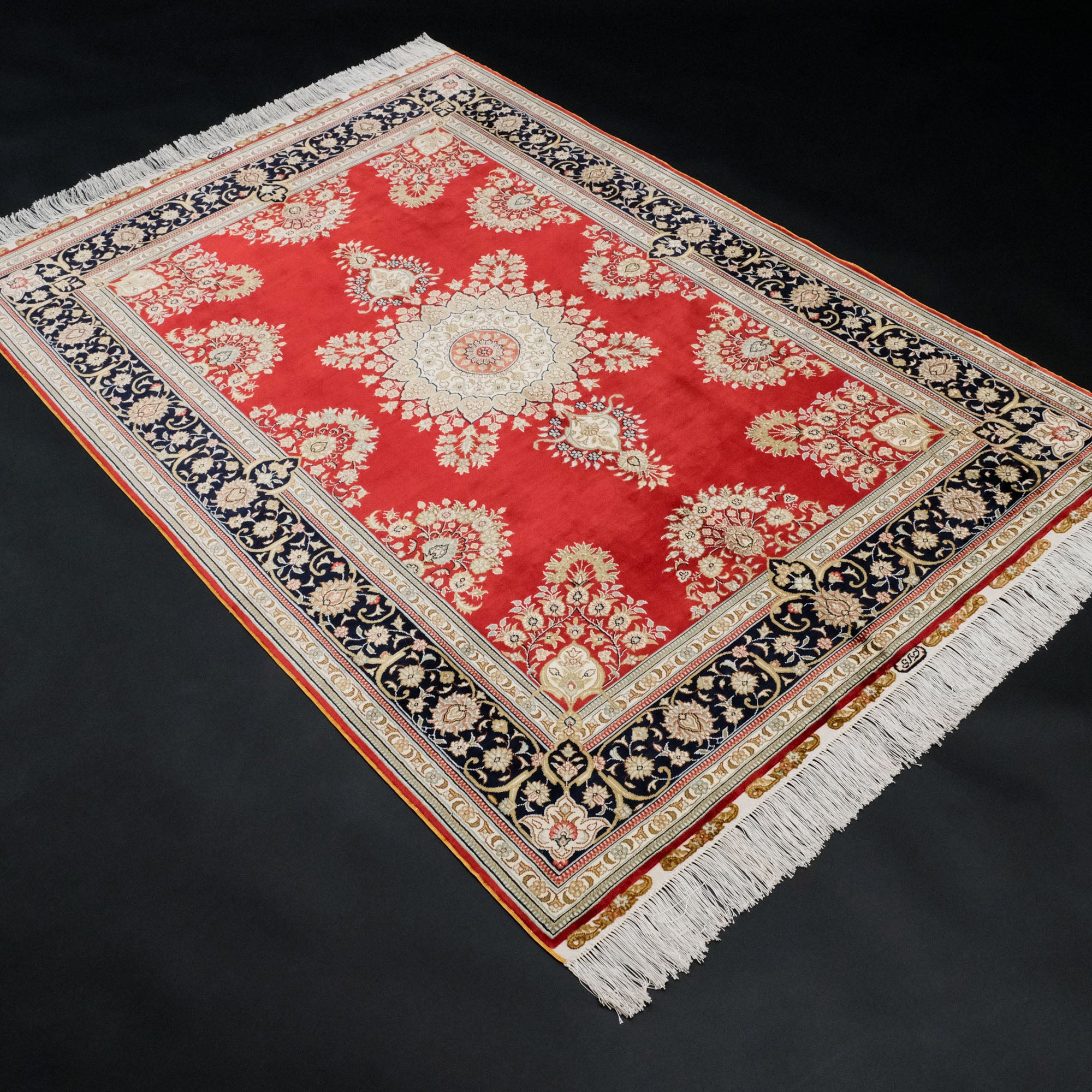 Hand-Woven Frame Patterned Red Carpet