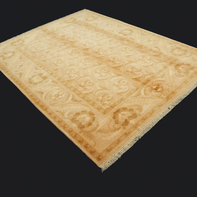 El Dokuma Çerçeve Desenli Krem Klasik Halı, 205x266 cm — Halıcızade