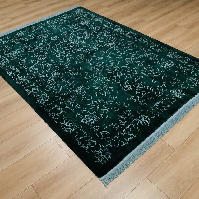 Handwoven Frame Patterned Green Wool Rug, 169×238 cm Translation missing: en.hz.card.alt_brand