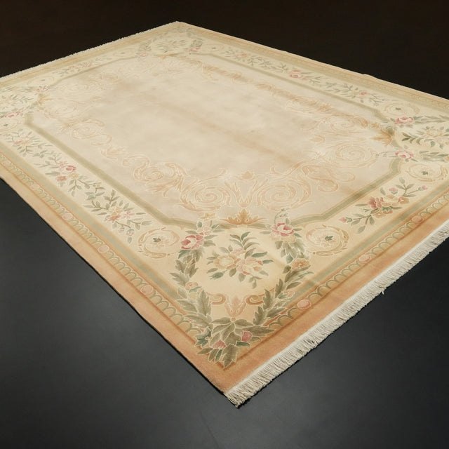 El Dokuma Çerçeve Desenli Yün Vizon Klasik Halı, 245x348 – 246x352 cm — Halıcızade