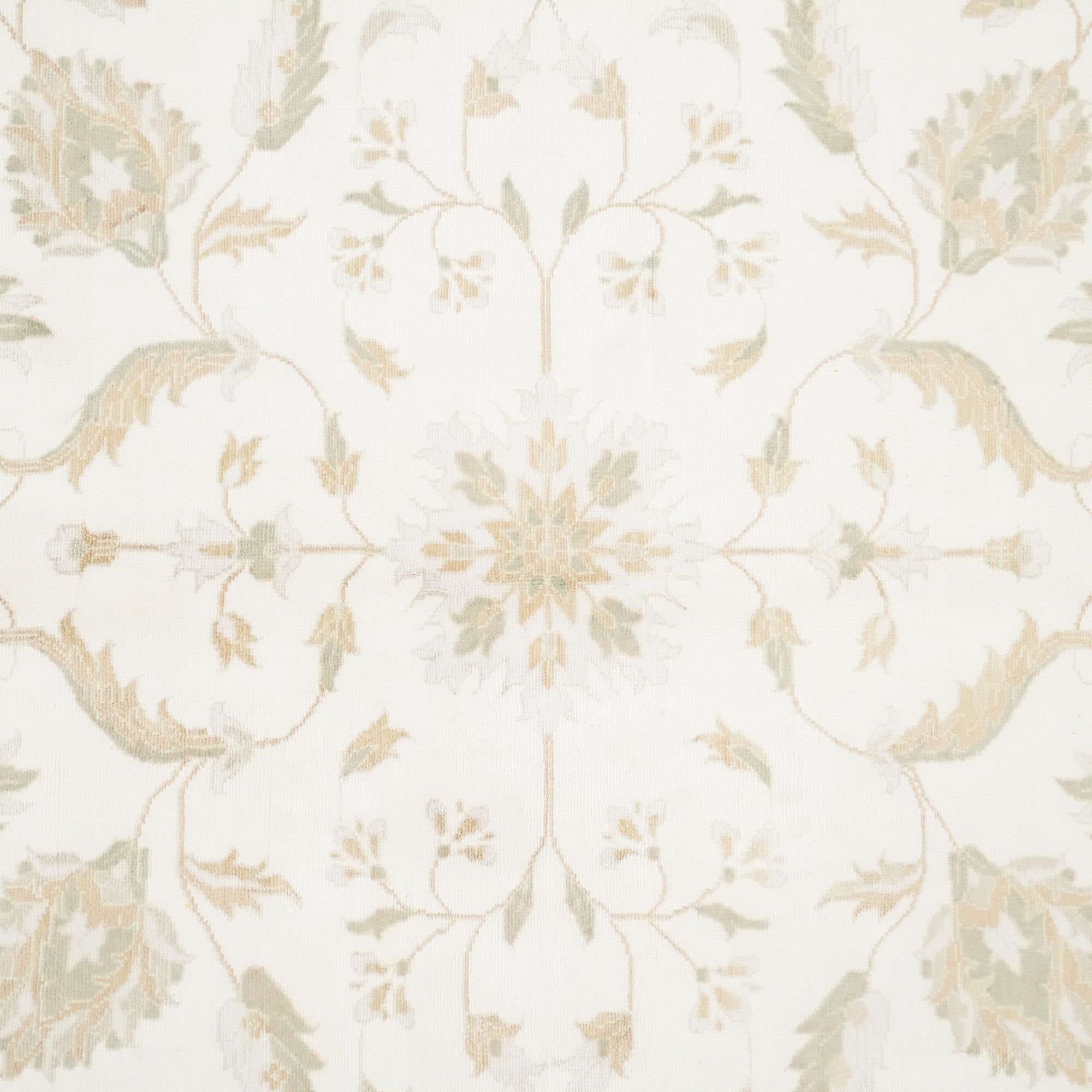 Sultanahmet Series Handwoven Floral Patterned White Rug