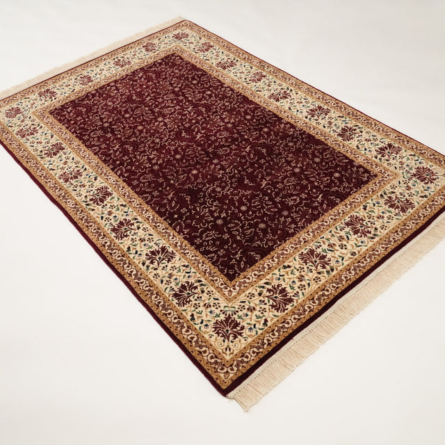 Handwoven Floral Pattern Burgundy Wool Rug, 124×180 cm Translation missing: en.hz.card.alt_brand
