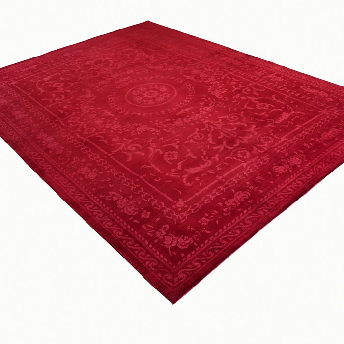 El Dokuma Çiçek Desenli Kırmızı Yün Halı, 255x350 cm — Halıcızade