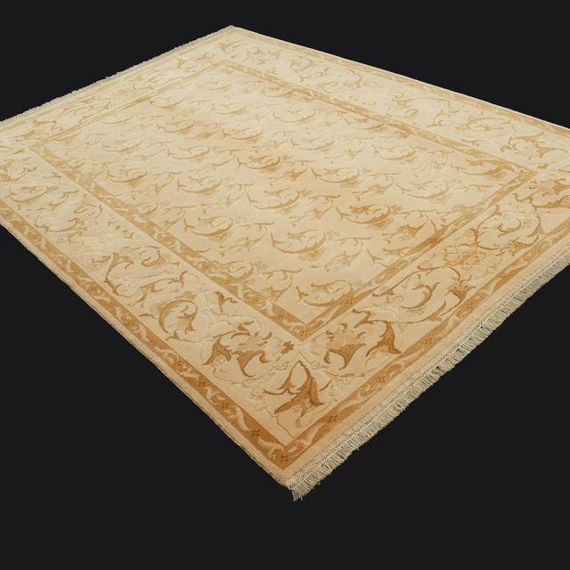 El Dokuma Çiçek Desenli Krem Yün Halı, 207x277 cm — Halıcızade