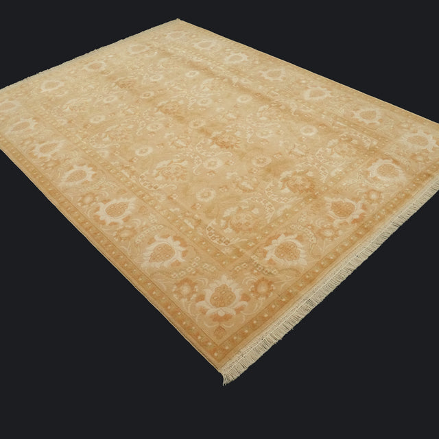 El Dokuma Çiçek Desenli Sarı Halı, 184x251 cm — Halıcızade