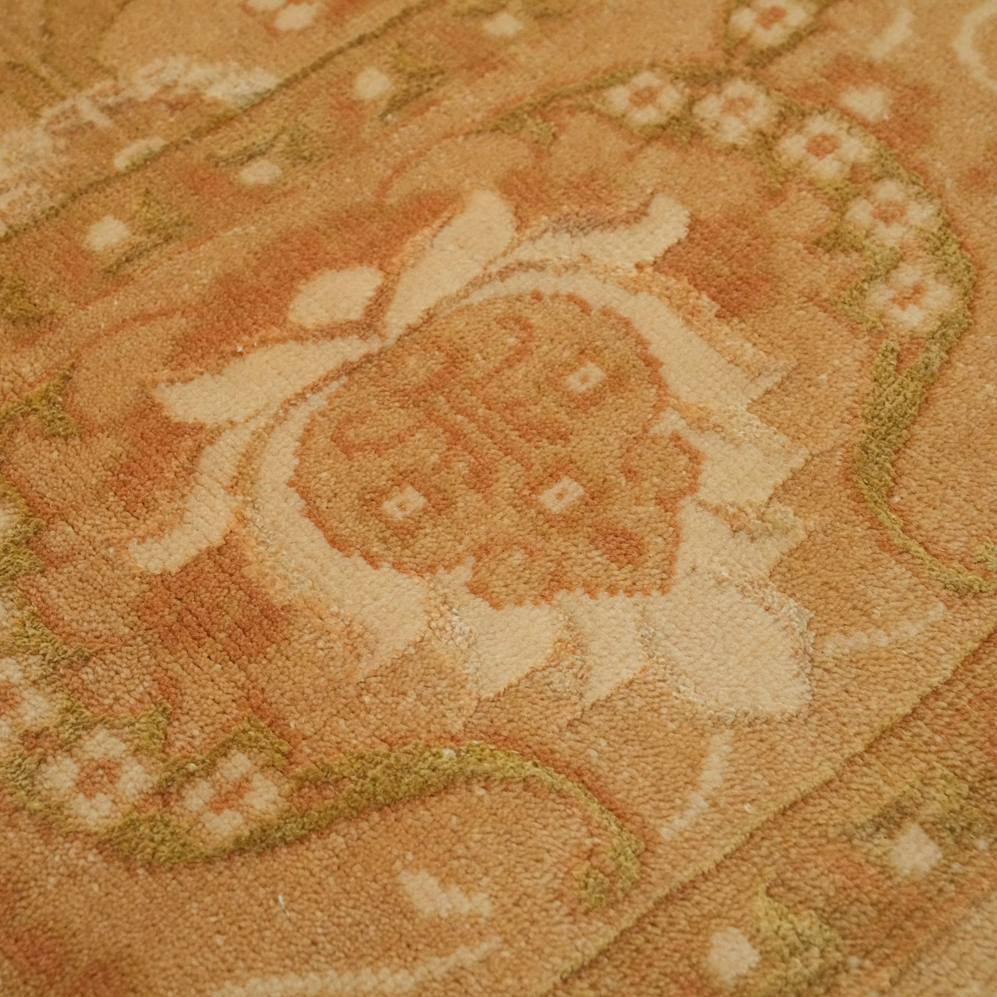 Handwoven Flower Patterned Yellow Rug