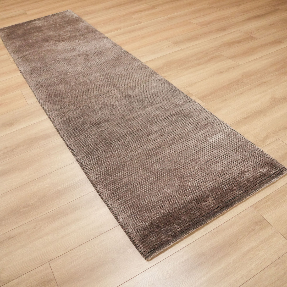 El Dokuma Çizgi Desenli Kahverengi Halı, 80x300 cm — Halıcızade