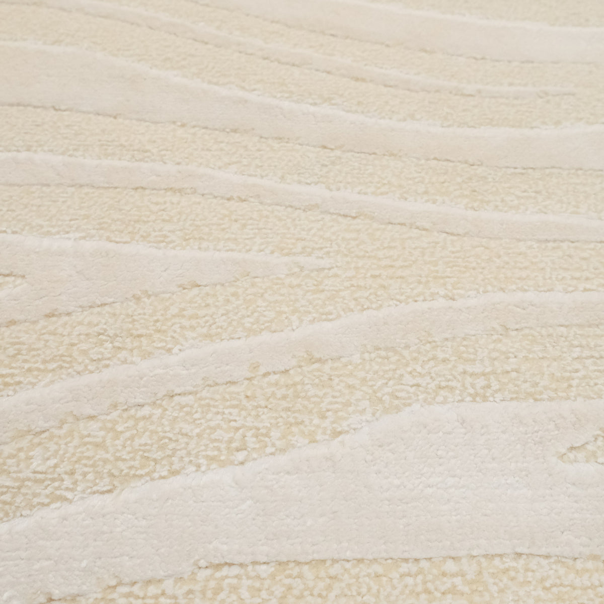 Cream Striped Hand-Knotted Wool and Viscose Rug — striped