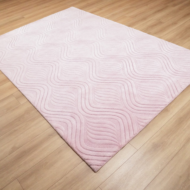 Tezgah Dokuma Çizgi Desenli Pembe Halı, 200x290 cm — Halıcızade
