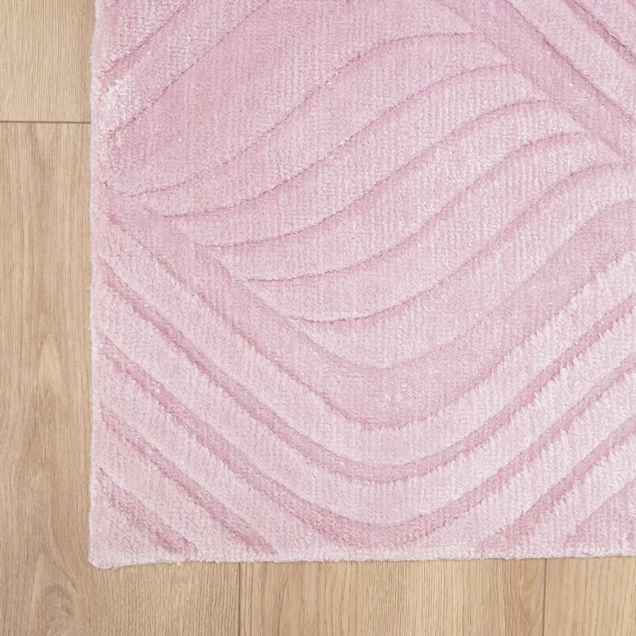 Tezgah Dokuma Çizgi Desenli Pembe Halı — bambu
