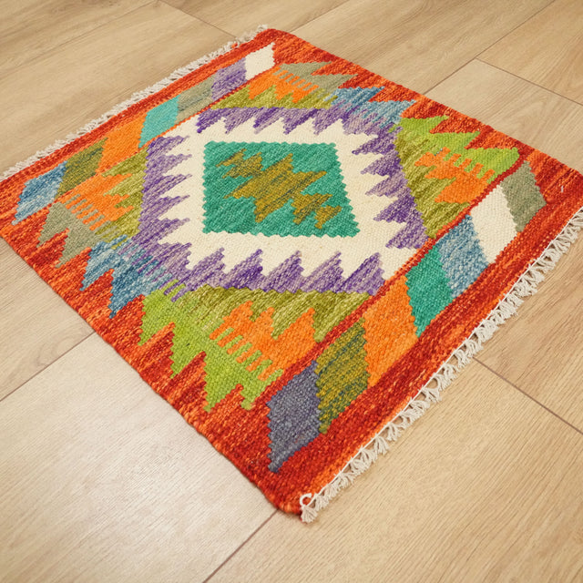El Dokuma Çok Renkli Otantik Yün Minder, 50x50 cm — Halıcızade