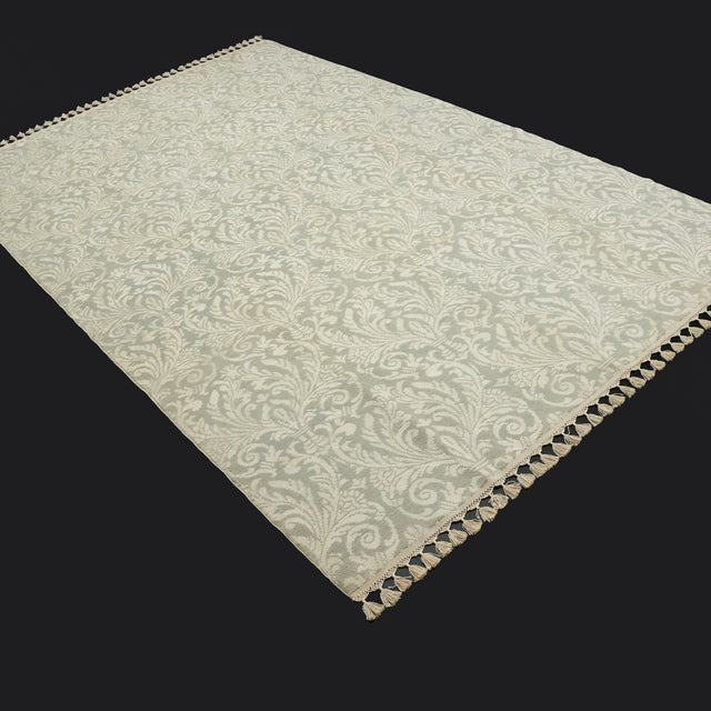 El Dokuma Damask Desenli Gri Yün Halı, 200x300 cm — Halıcızade