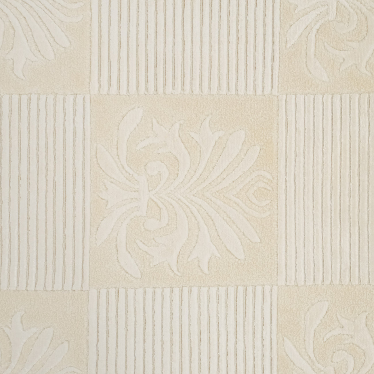 El Dokuma Damask Desenli Krem Modern Halı — klasik desen