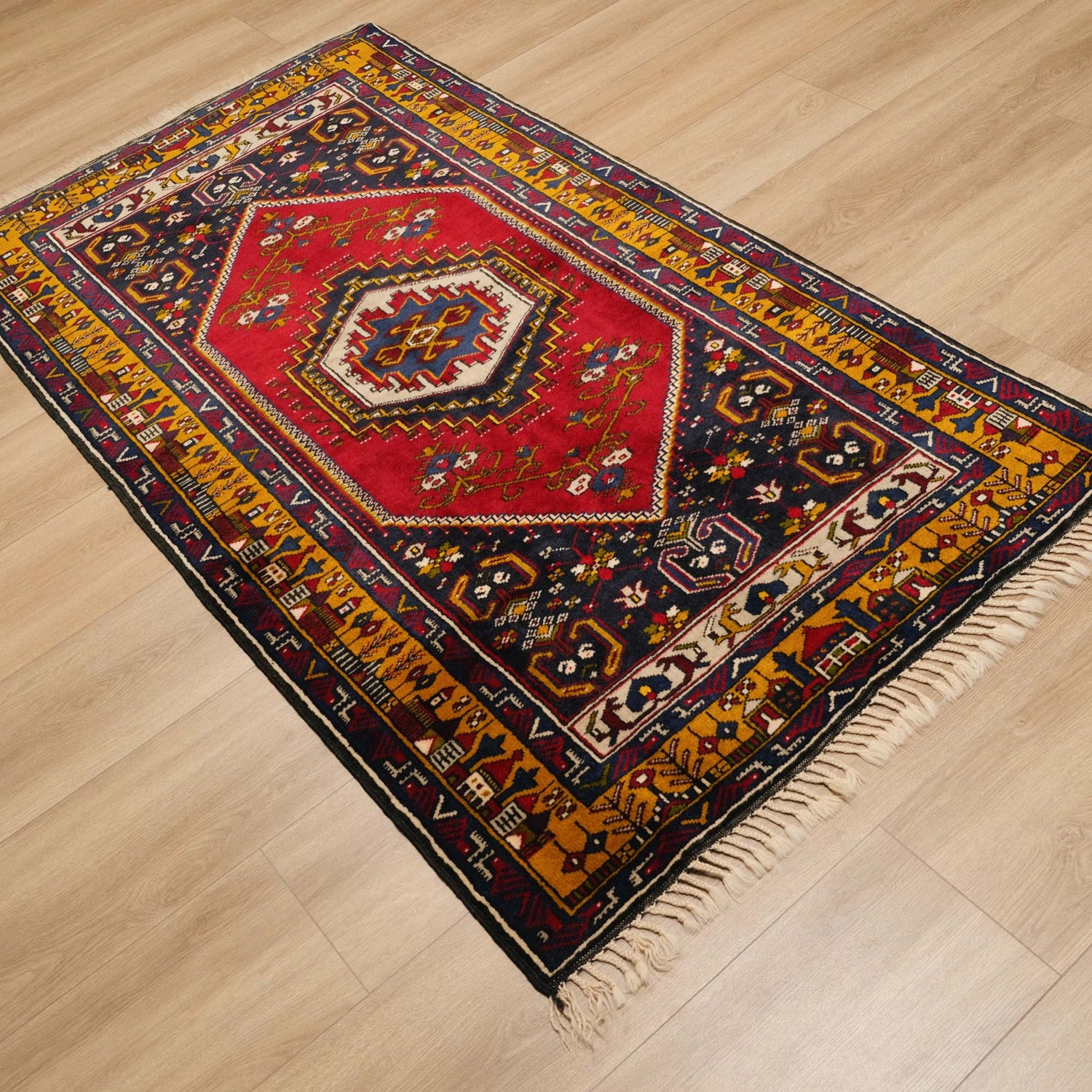 El Dokuma Yahyalı Anadolu Desenli Rengarenk Halı, 108x194 cm — Halıcızade