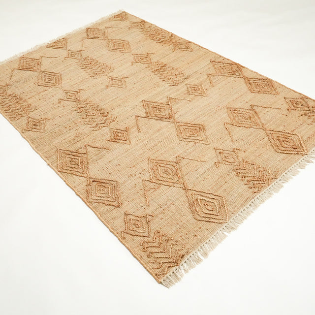 El Dokuma Geometrik Desenli Bej Hasır Kilim, 120×180 – 160×230 cm Translation missing: tr.hz.card.alt_brand