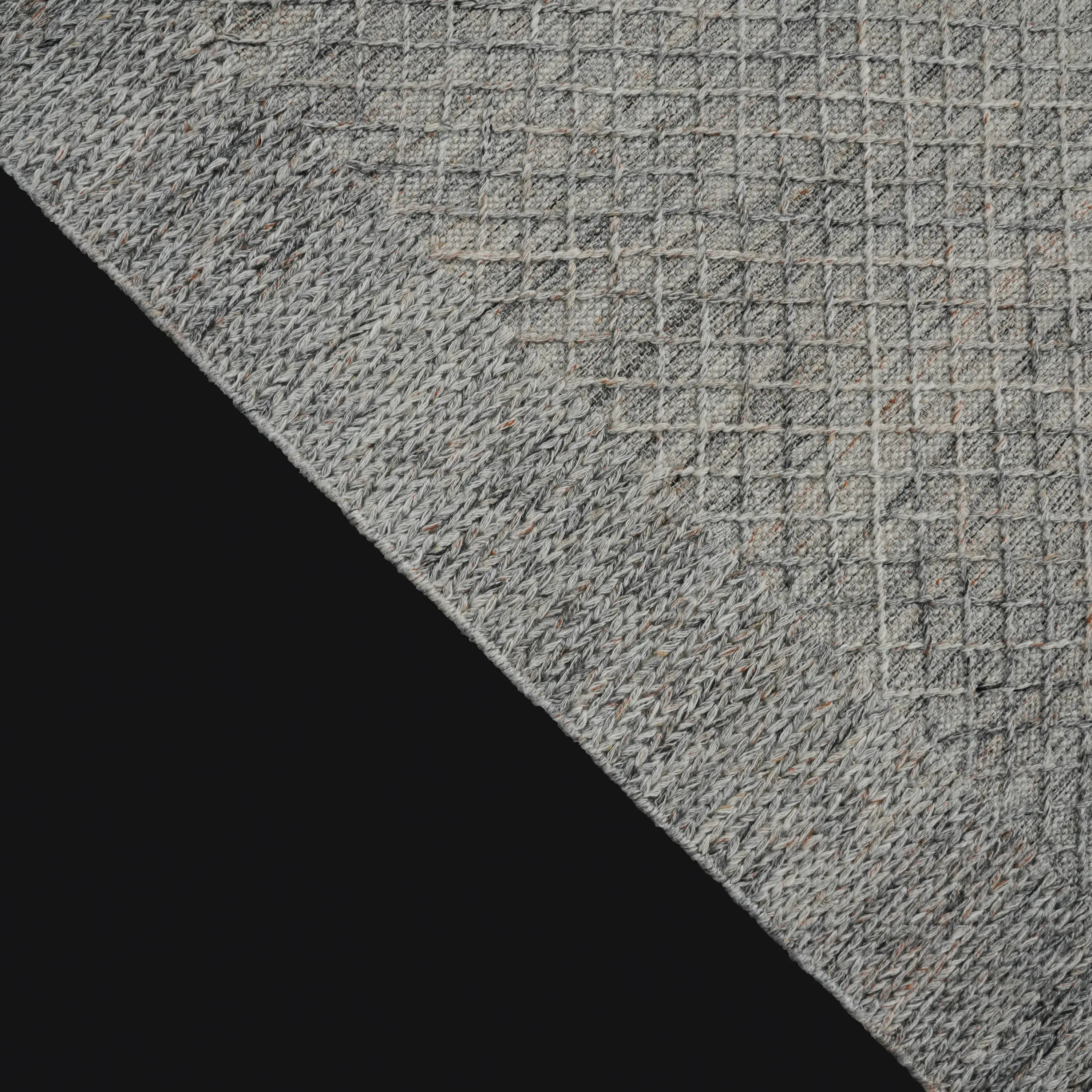 Handwoven Geometric Patterned Gray Wool Rug