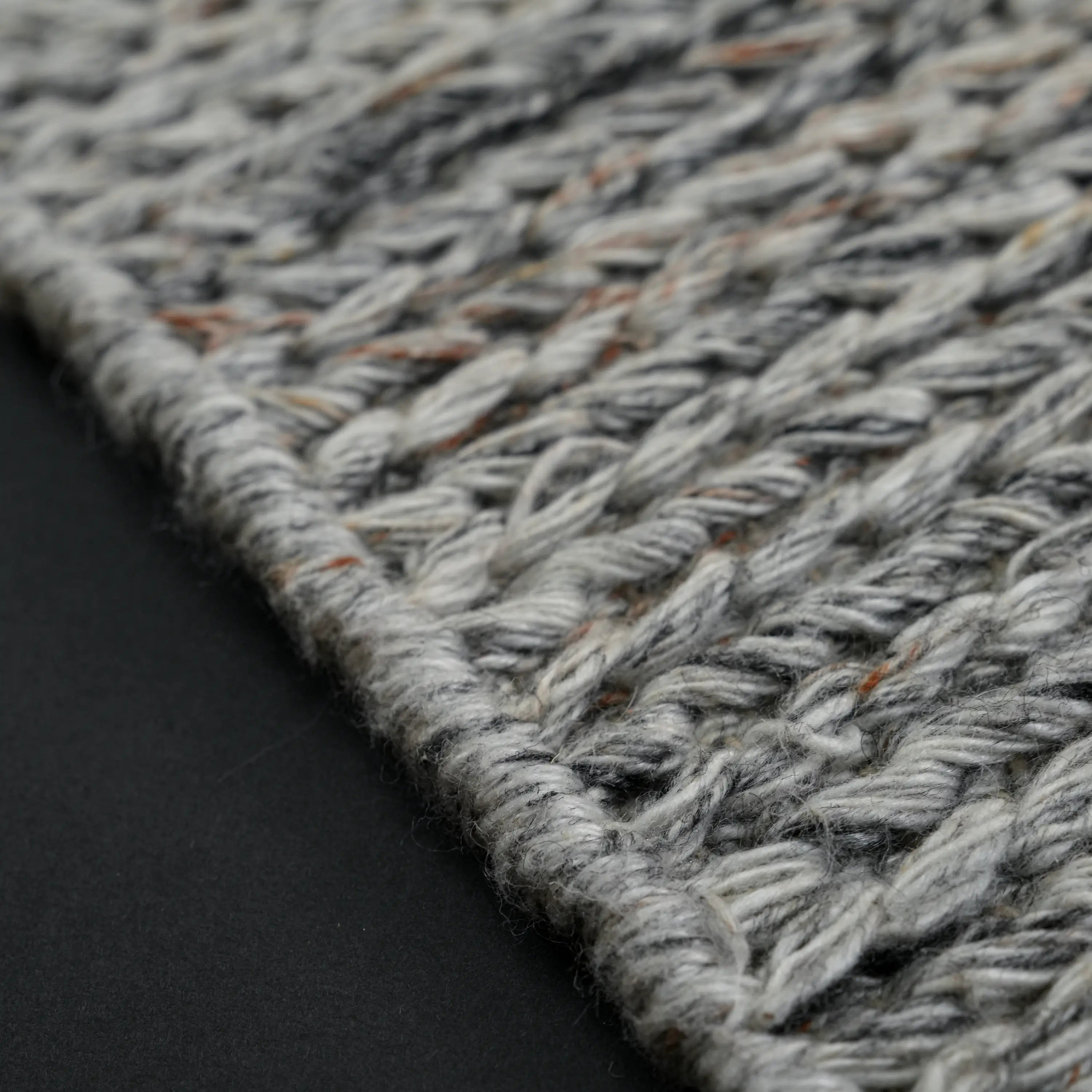 Handwoven Geometric Patterned Gray Wool Rug