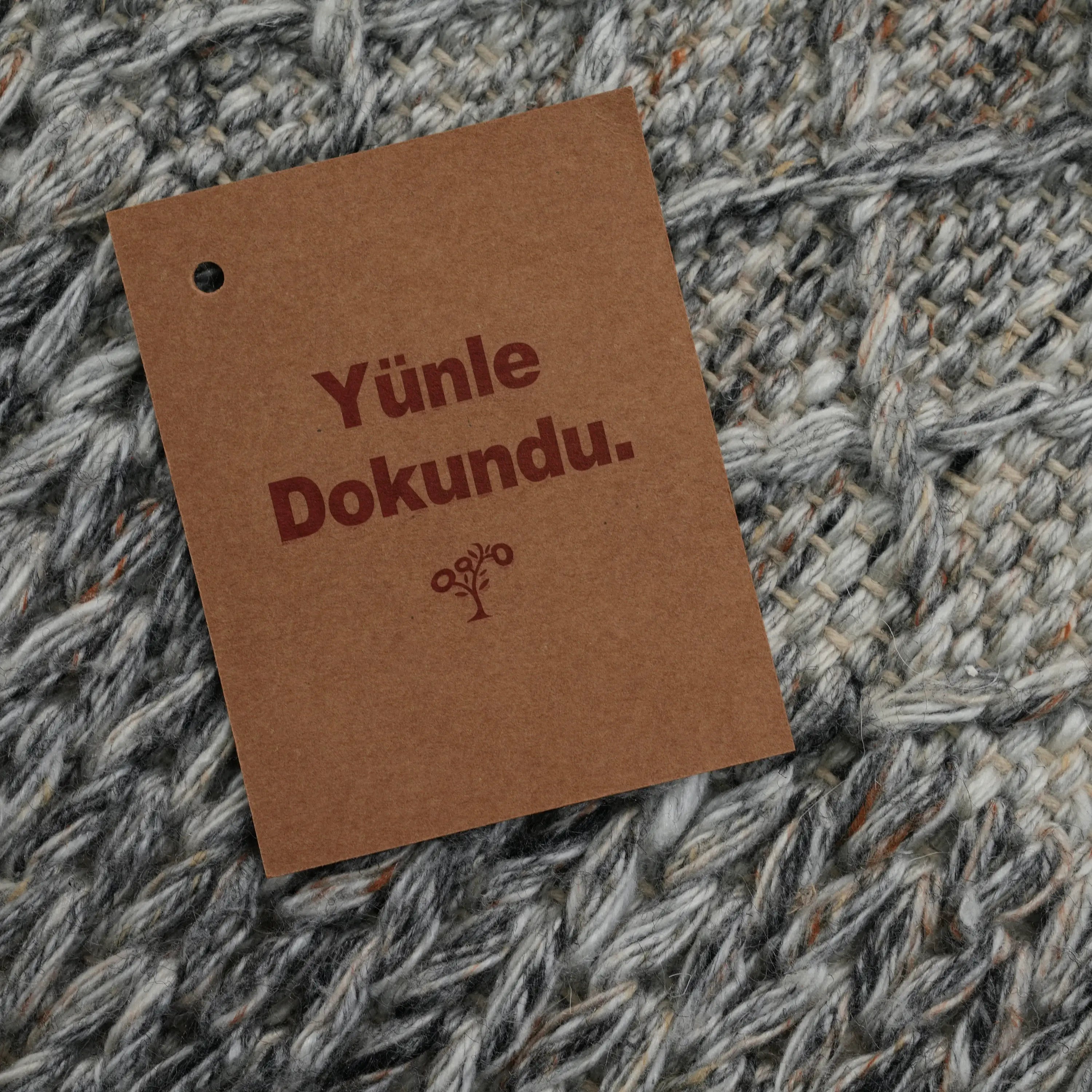 Handwoven Geometric Patterned Gray Wool Rug