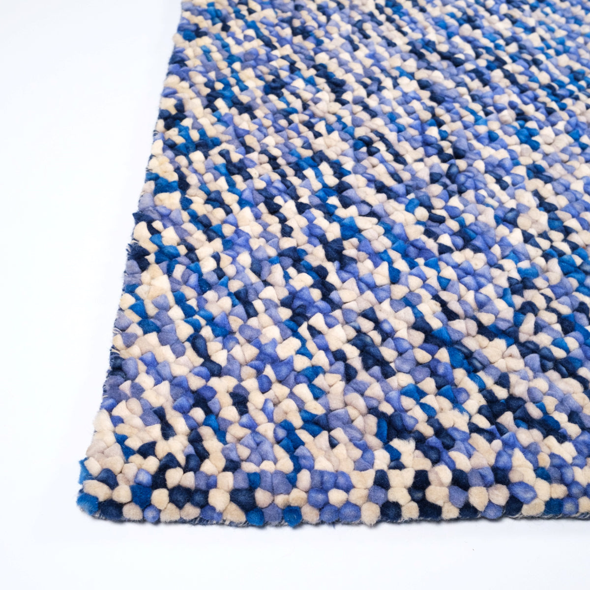 Blue Geometric Handwoven Wool Rug — modern design
