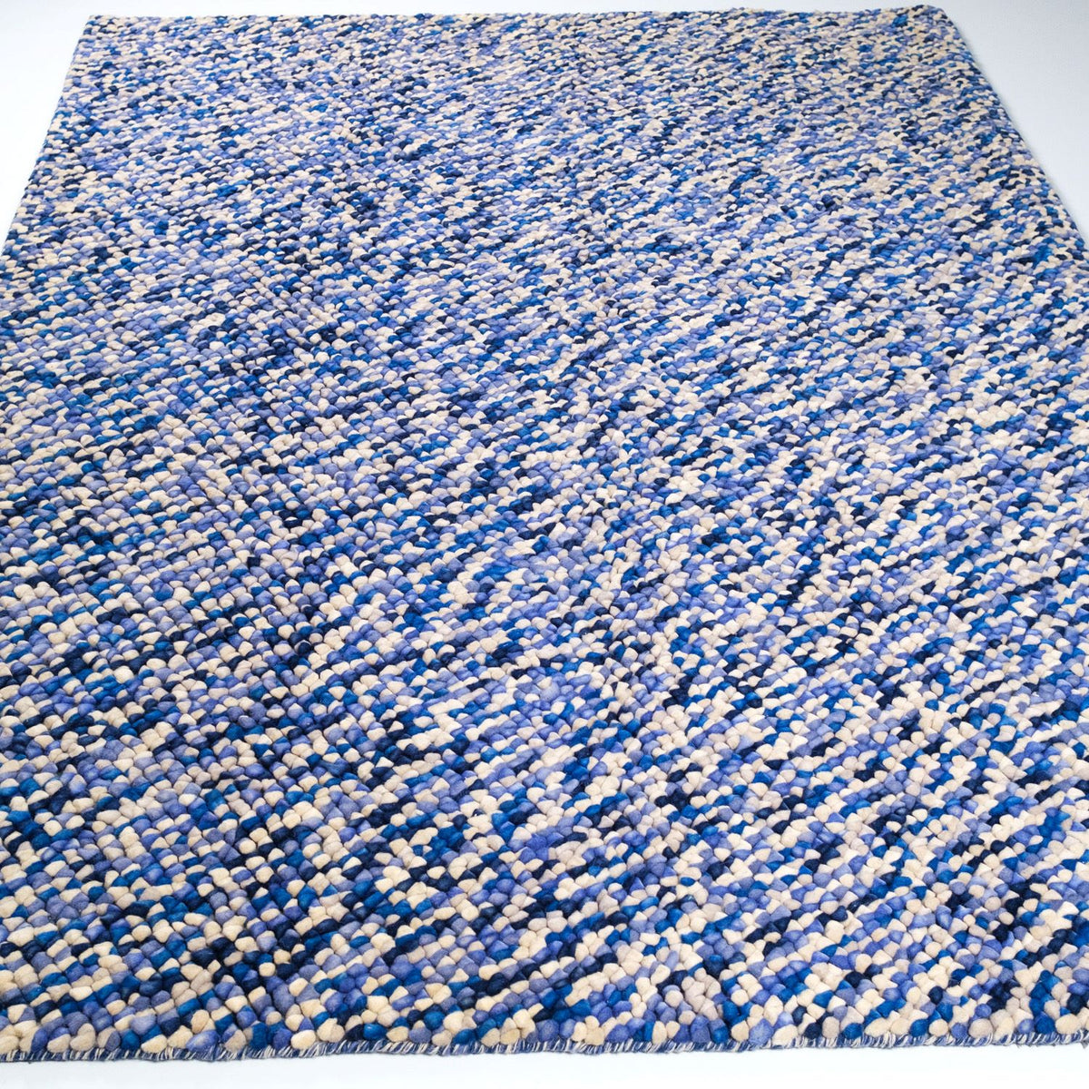 Blue Geometric Handwoven Wool Rug — 90x160, 170x240 cm