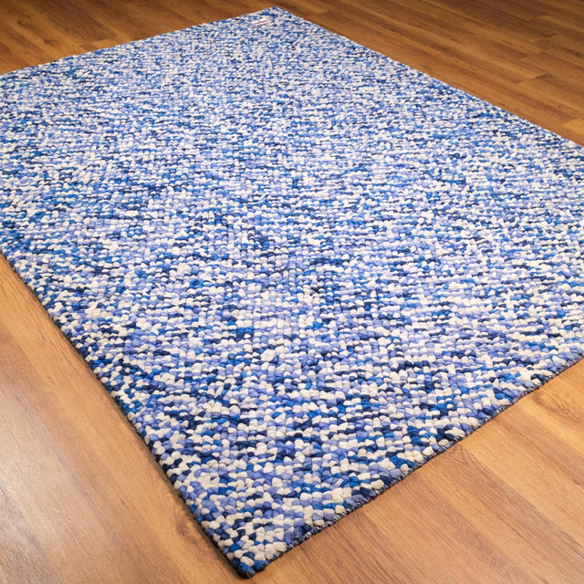 El Dokuma Geometrik Desenli Mavi Halı, 170×240 cm Translation missing: tr.hz.card.alt_brand