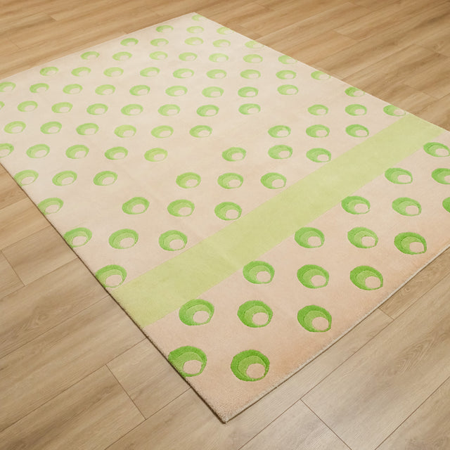 El Dokuma Geometrik Desenli Yeşil Yün Halı, 170x240 cm — Halıcızade