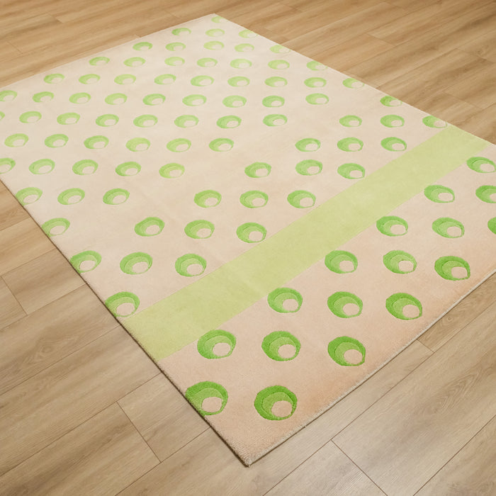 El Dokuma Geometrik Desenli Yeşil Yün Halı, 170x240 cm — Halıcızade