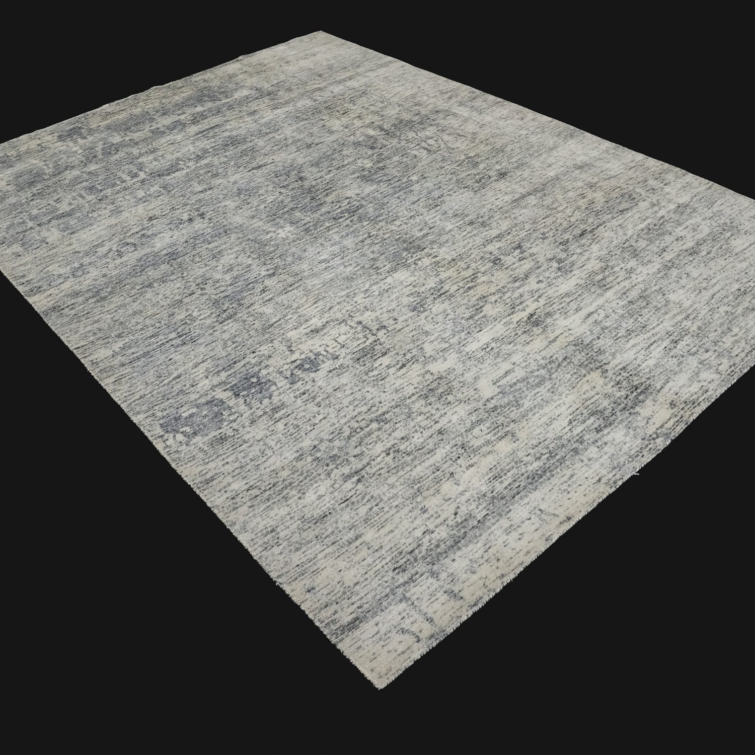 El Dokuma Gri Bambu Soyut Desenli Halı, 210x290 cm — Halıcızade