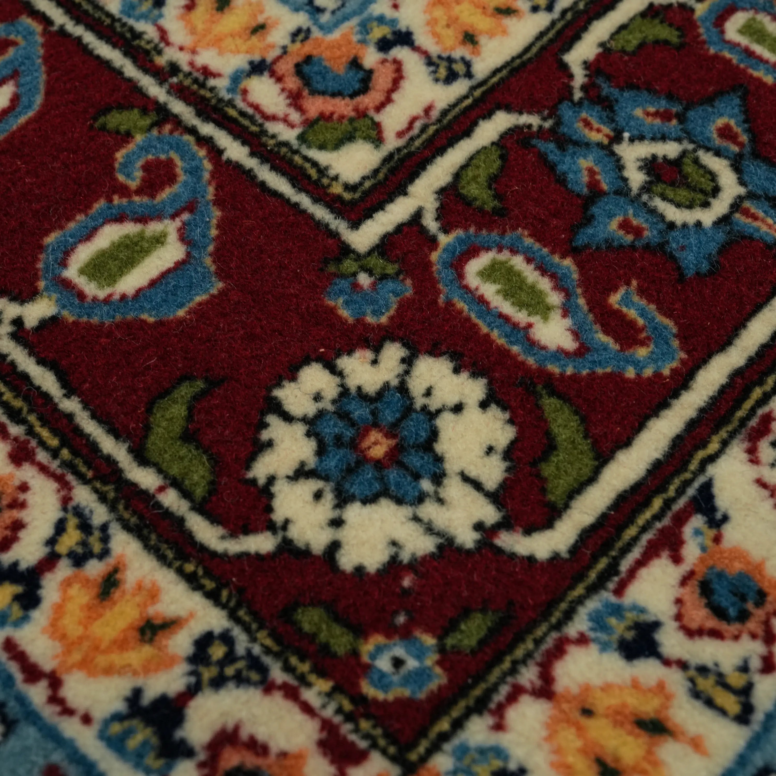 Handwoven Hereke Patterned Navy Blue Wool Rug