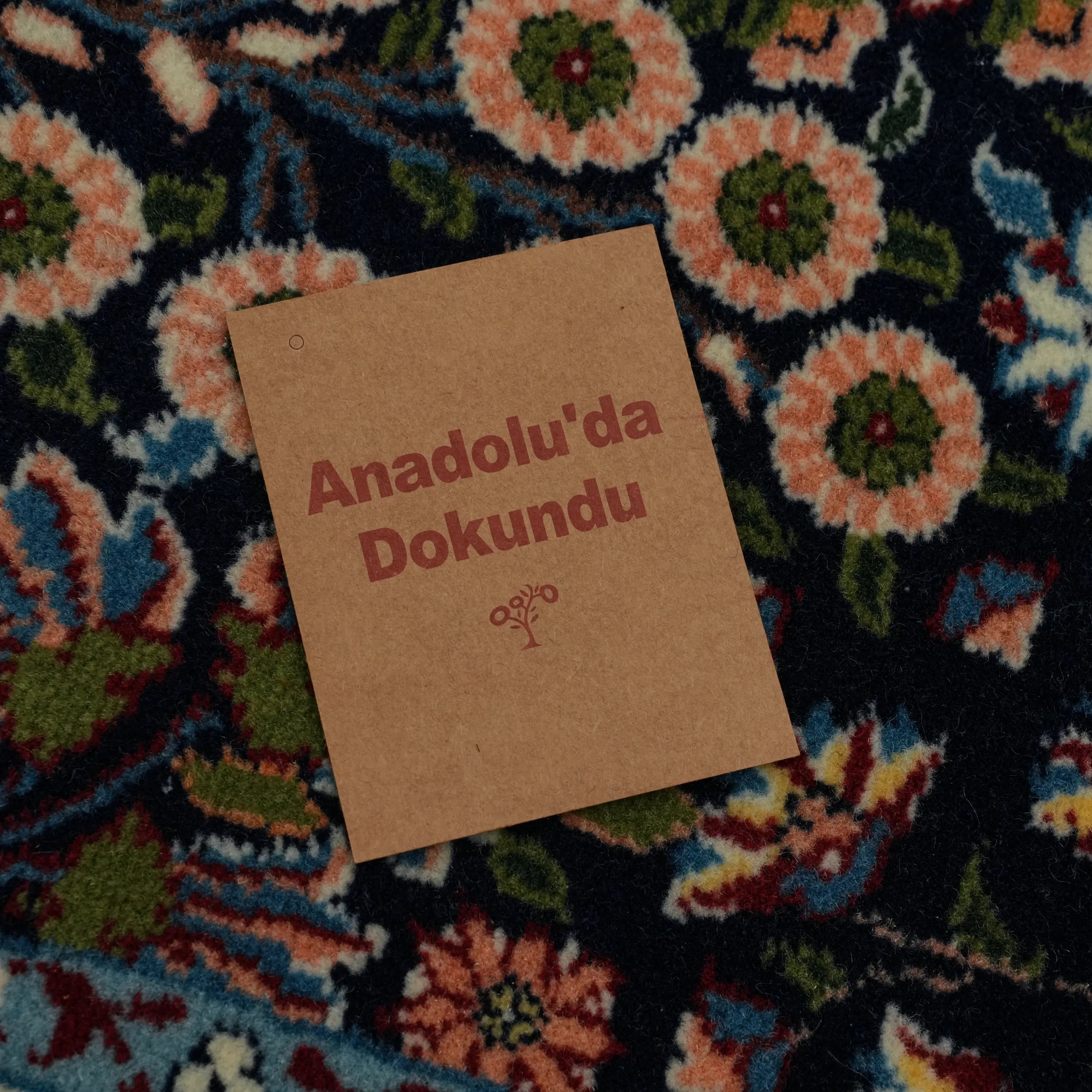 Handwoven Hereke Patterned Navy Blue Wool Rug