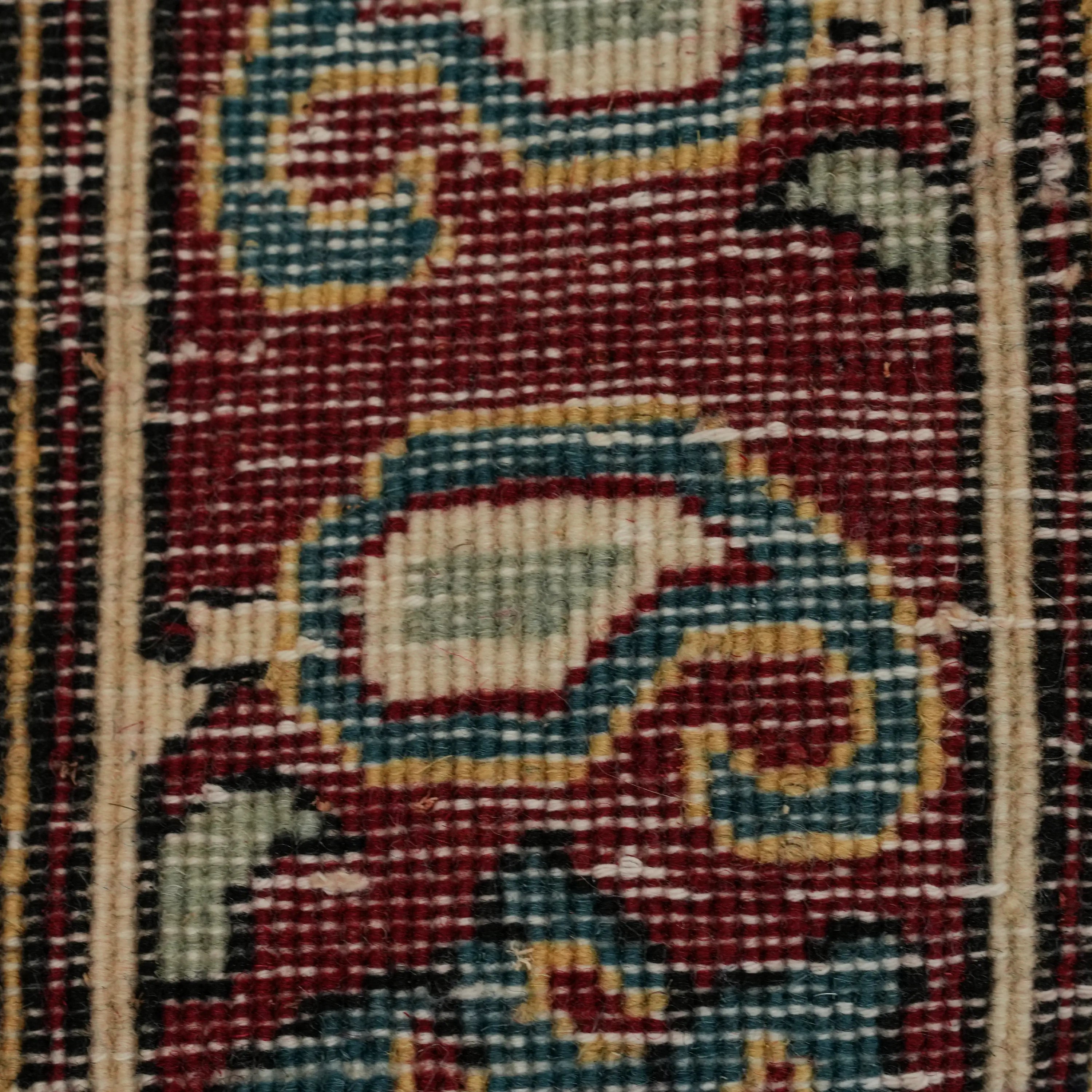 Handwoven Hereke Patterned Navy Wool Root Dye Rug