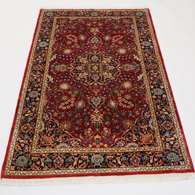 Hand-Woven Persian Patterned Red Wool Carpet
