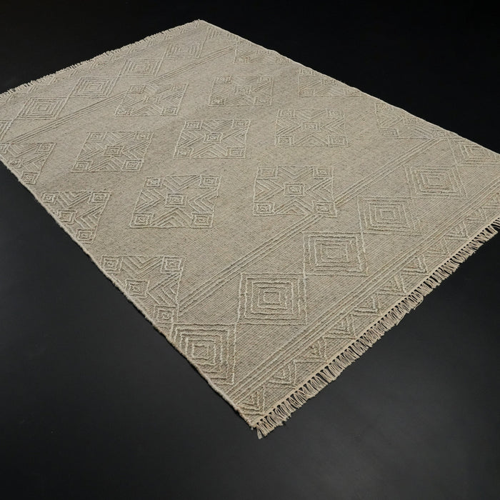 El Dokuma İskandinav Desenli Vizon Hasır Kilim, 120x180 – 160x230 cm — Halıcızade
